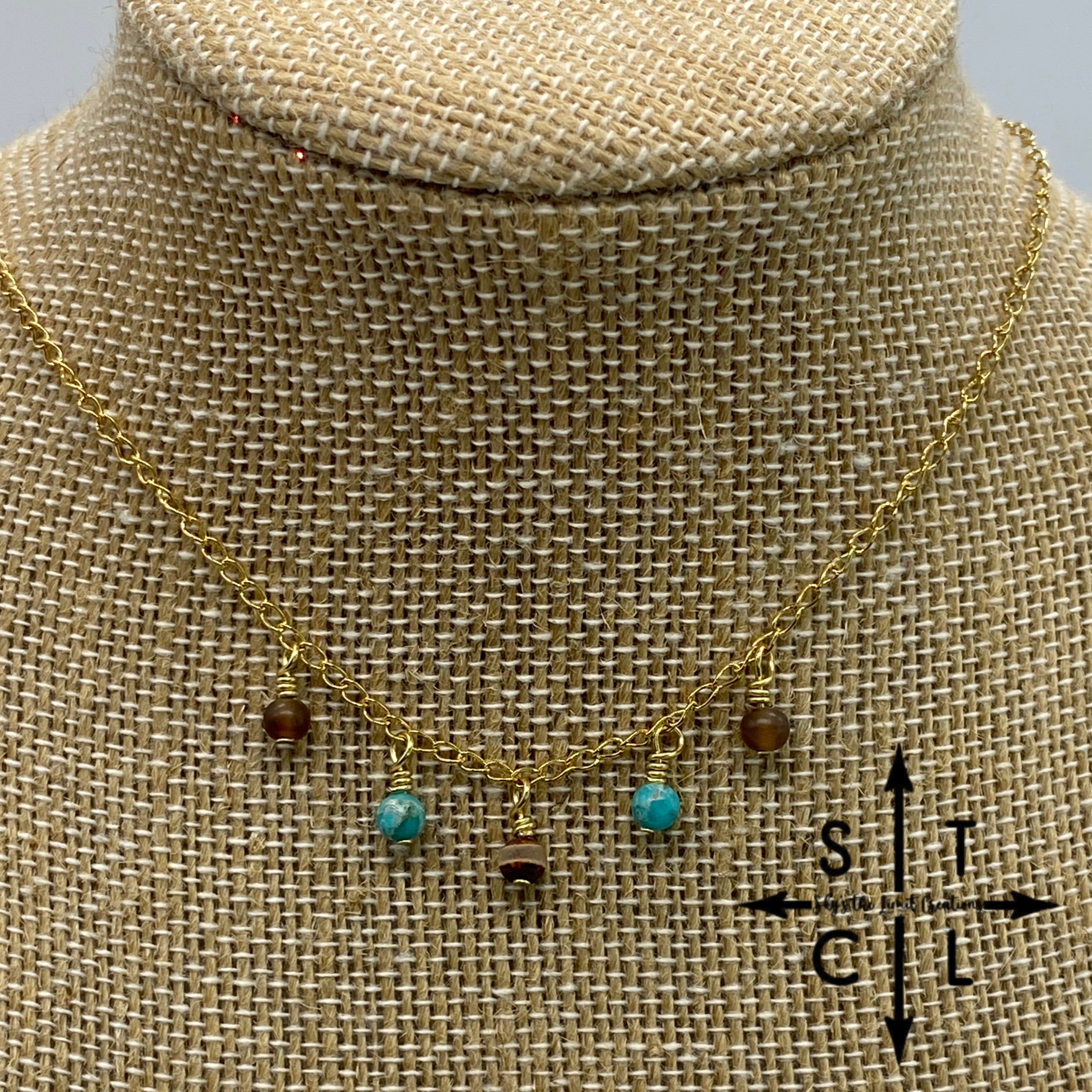 Turquoise Beige Gold Katy Necklace