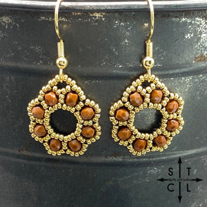 Burnt Orange On Gold Amanda Earrings