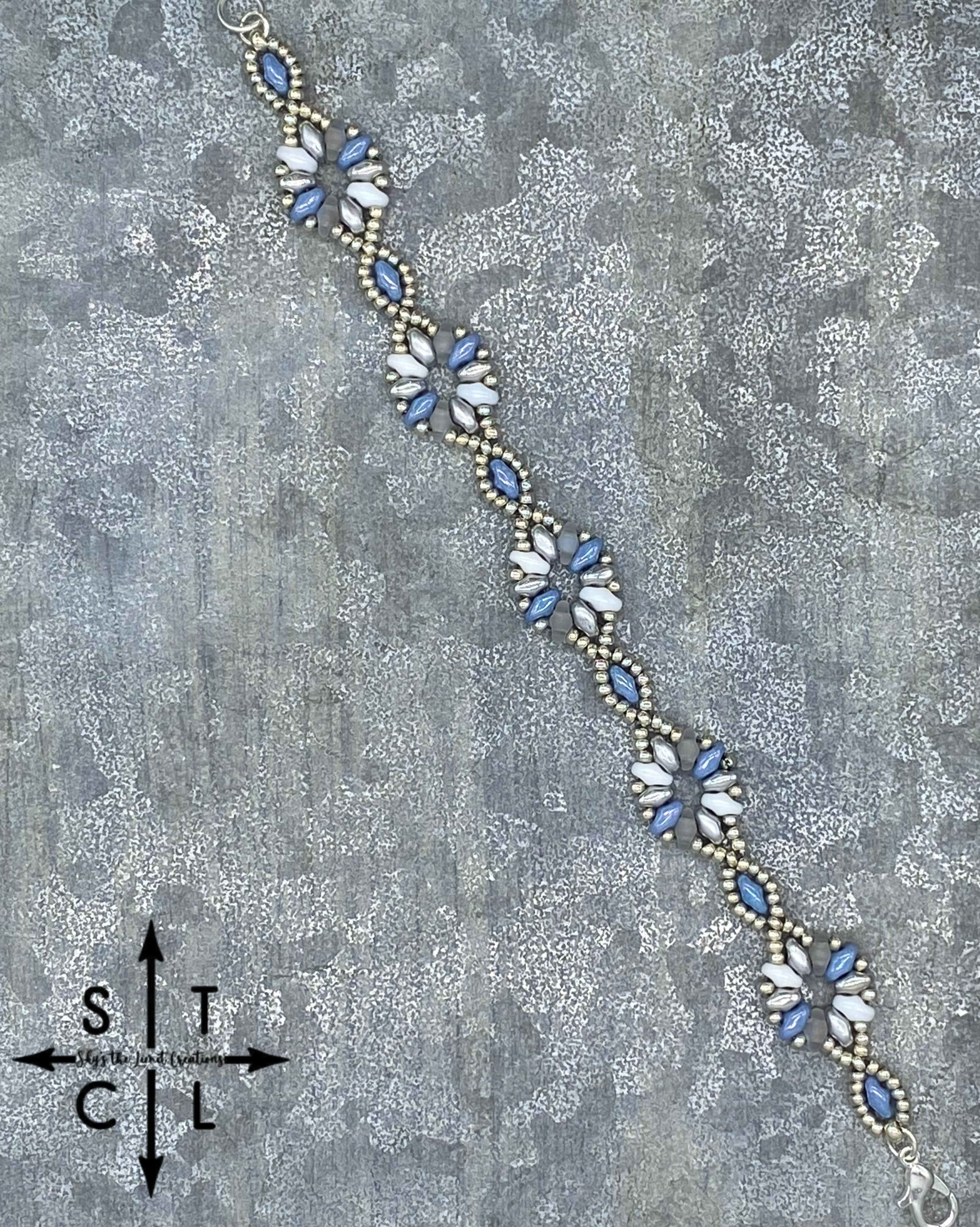 Light Blue Luster White Clear Silver Dallis Bracelet