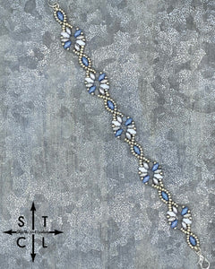 Light Blue Luster White Clear Silver Dallis Bracelet