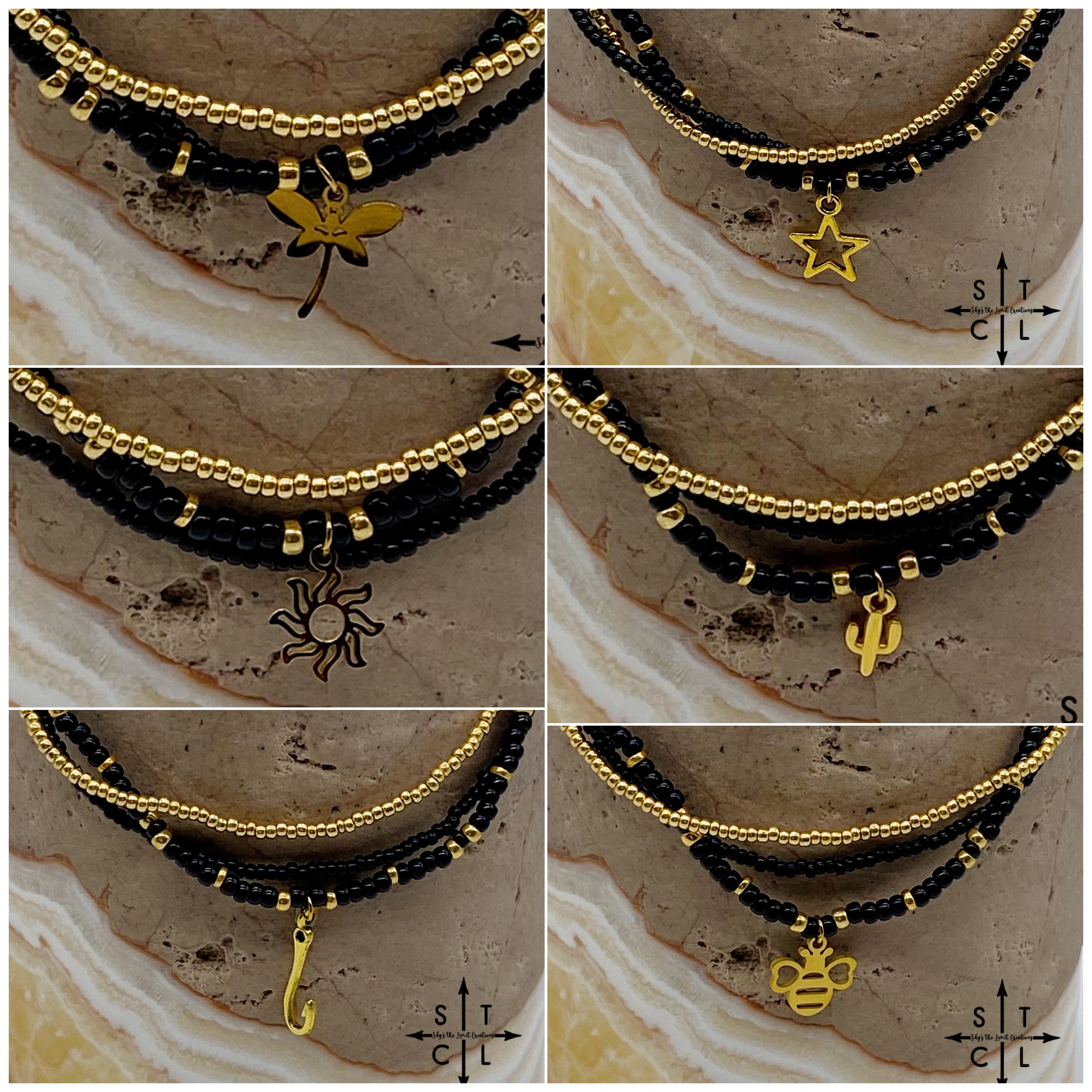 Black Gold Stretchy Anklet