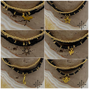 Black Gold Stretchy Anklet