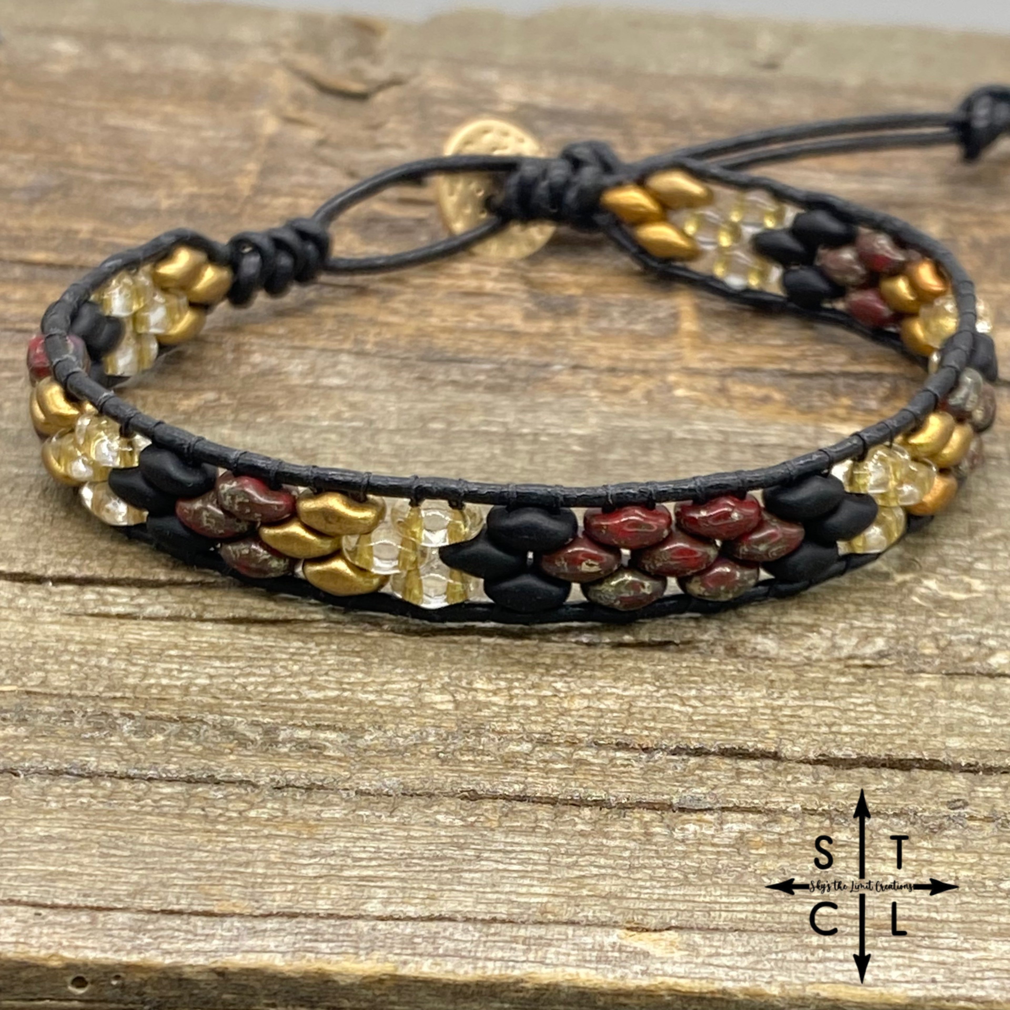 Christine Black Picasso Maroon Gold Bracelet