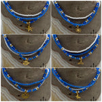 Load image into Gallery viewer, Frosted Blue White Gold Stretchy Anklet

