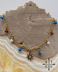 Sun Bright Blue White Orange Gold Katy Anklet