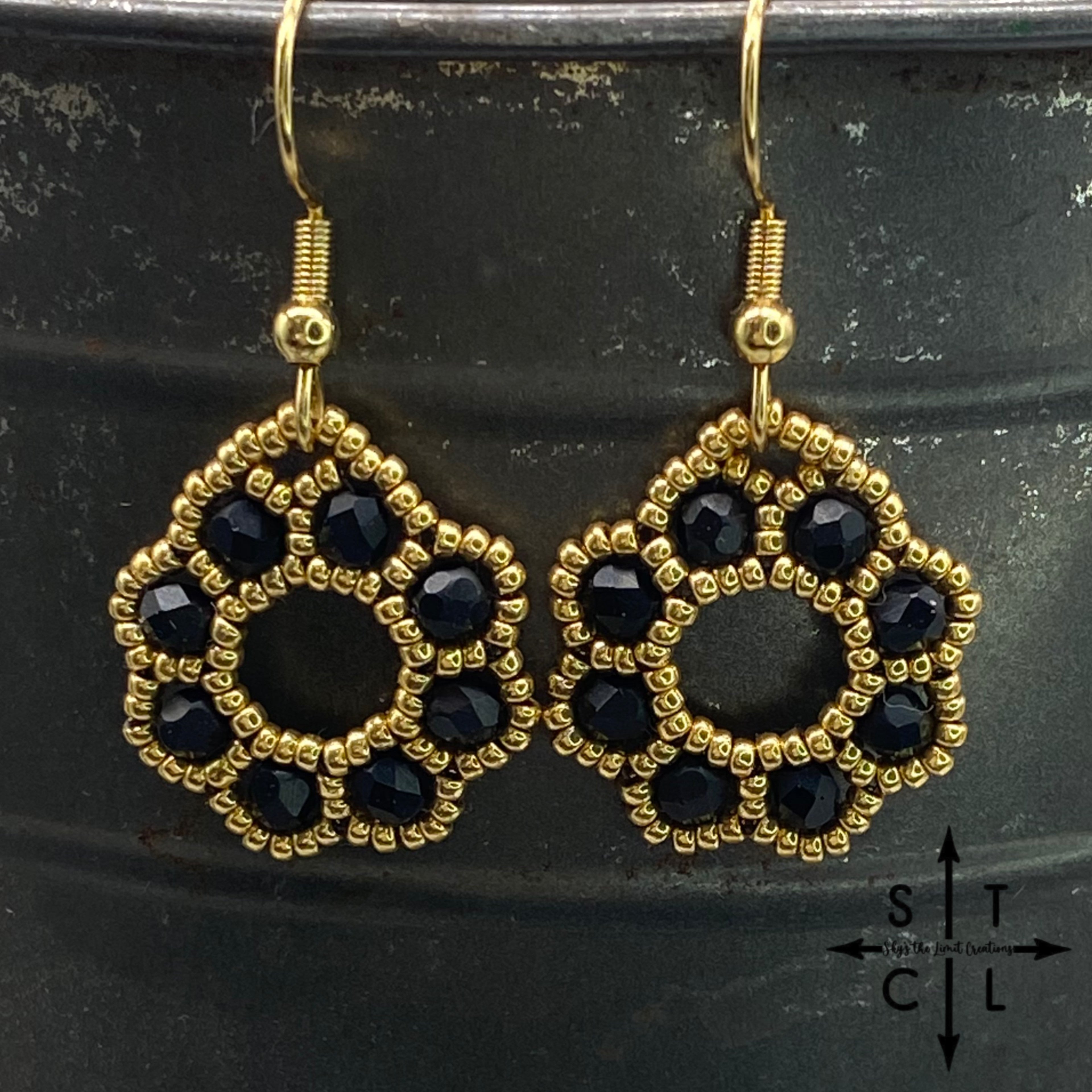 Black On Gold Amanda Earrings