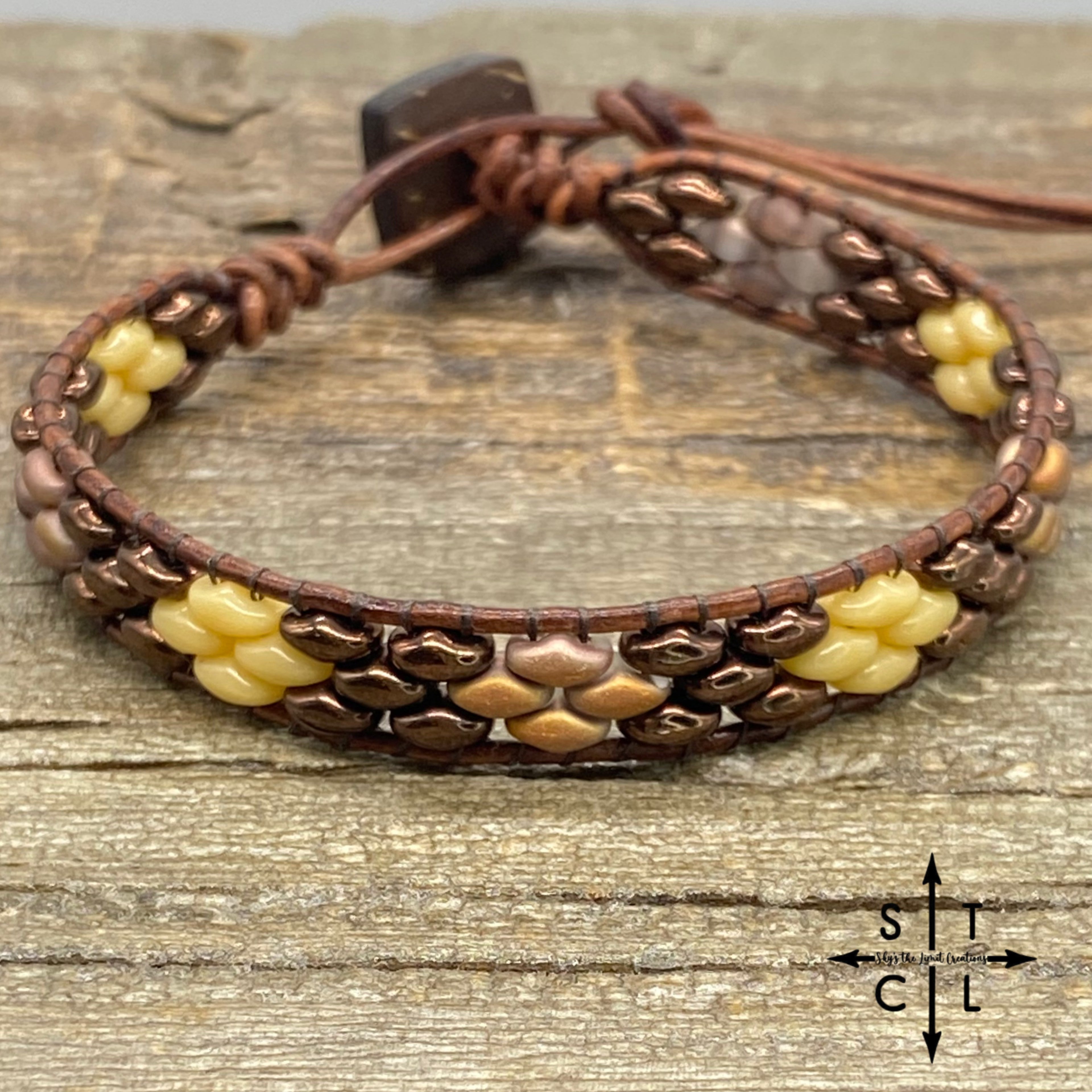 Christine Beige Metallic Brown Clear Copper Bracelet