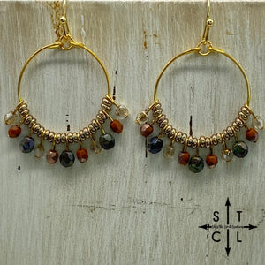 Rebecca Mini Earrings Champagne Burnt Orange Dark Green