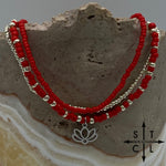 Load image into Gallery viewer, Red Silver Stretchy Anklet
