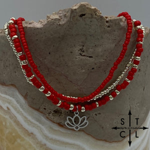 Red Silver Stretchy Anklet