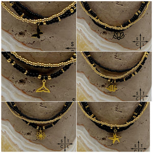 Black Gold Stretchy Anklet