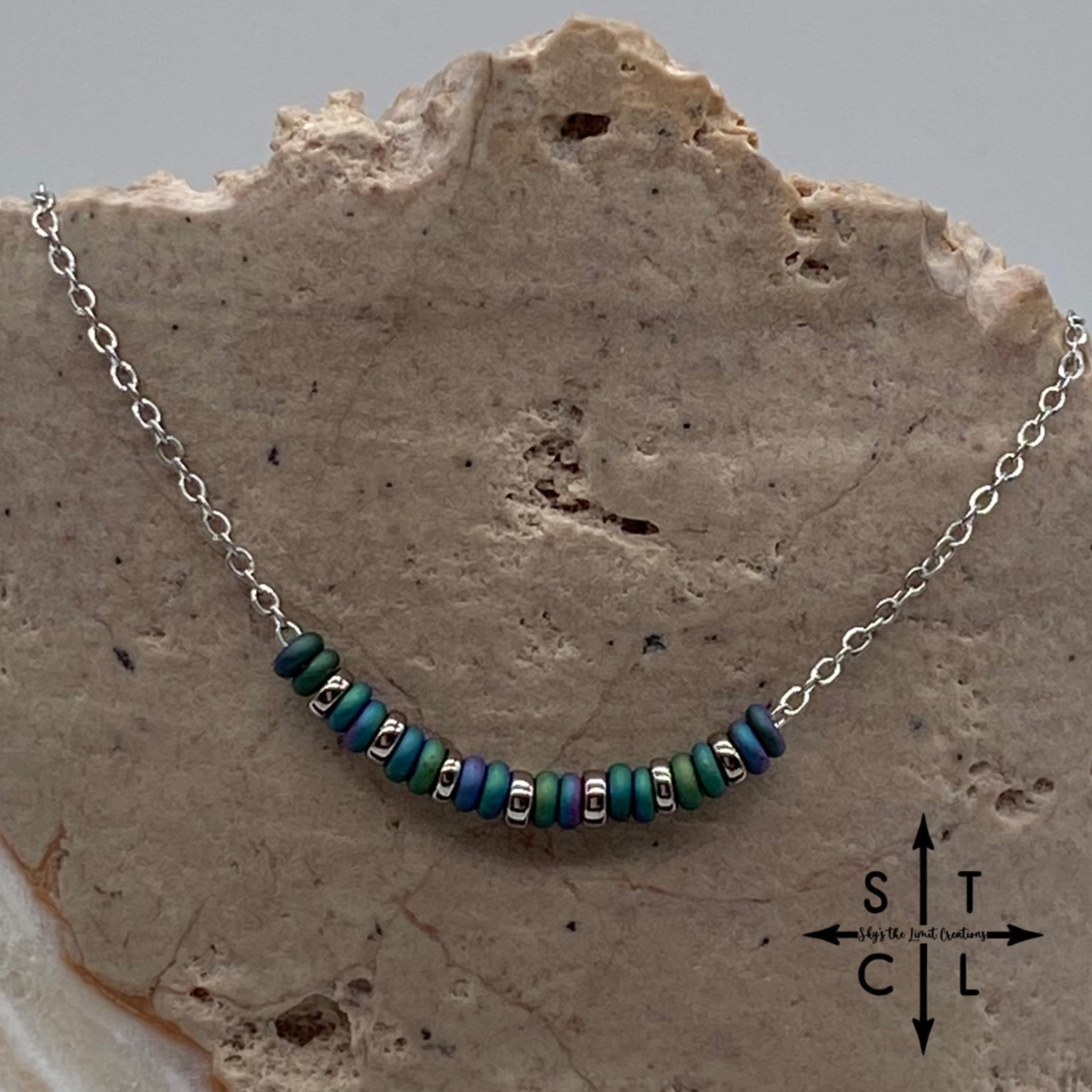 Peacock Green Blue Gold No Charm Necklace