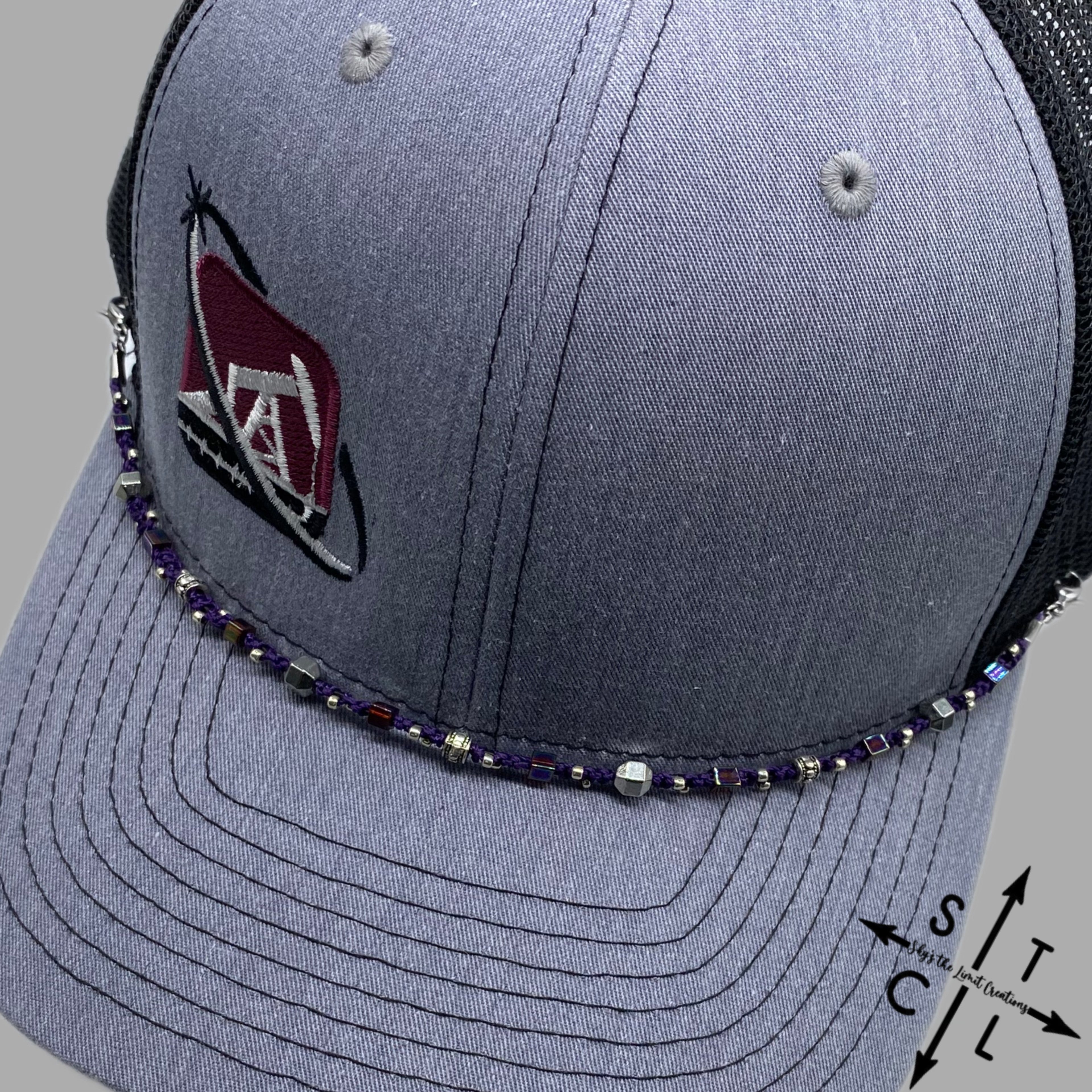 Purple Silver Gunmetal Silver Trucker Hat Chain