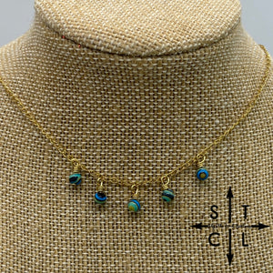 Blue Black Yellow Malachite Gold Katy Necklace