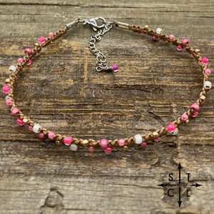 Ivy Anklet Mix Pink Pearl White Rose Gold