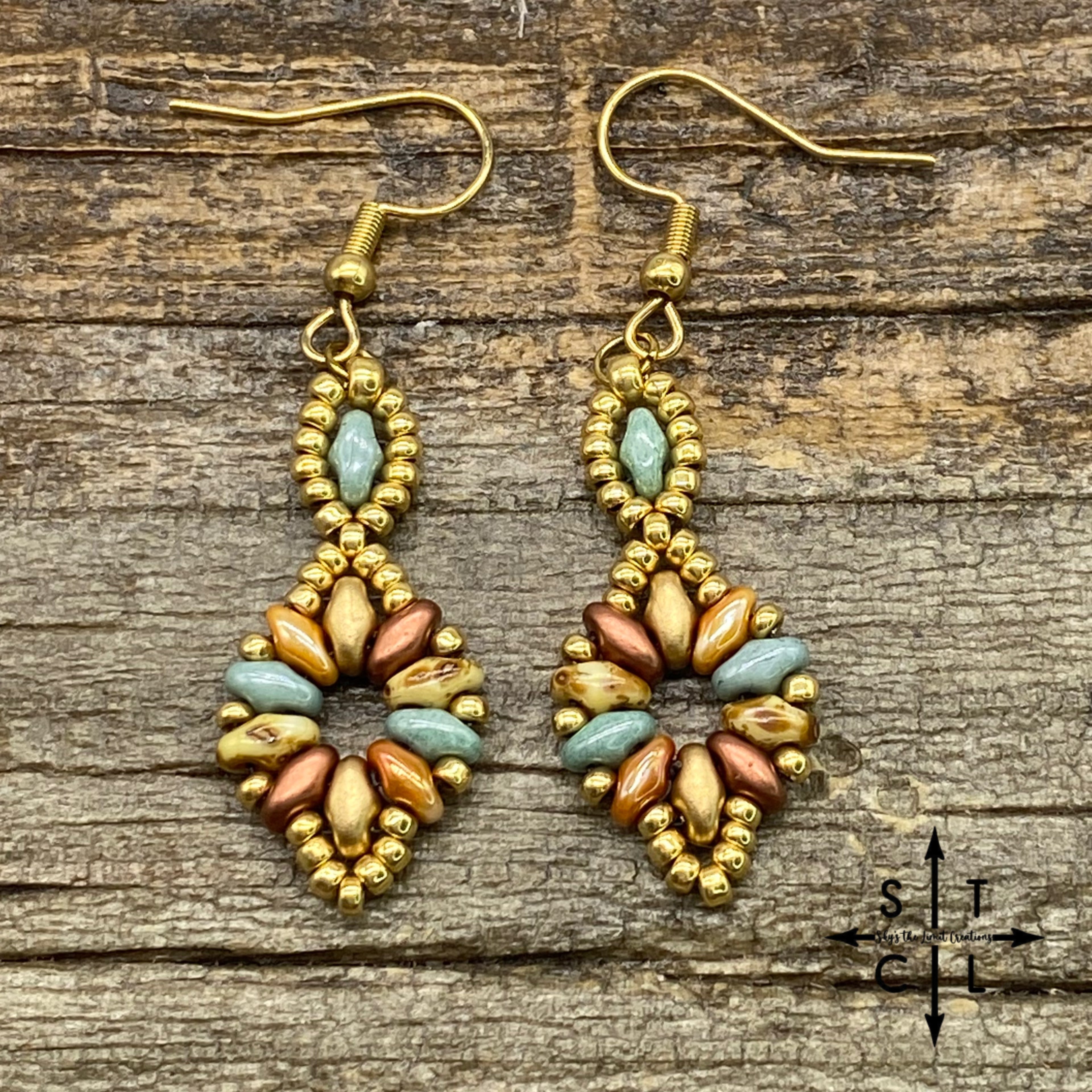 Apricot Picasso Bone Copper Gold  Dallis Earrings