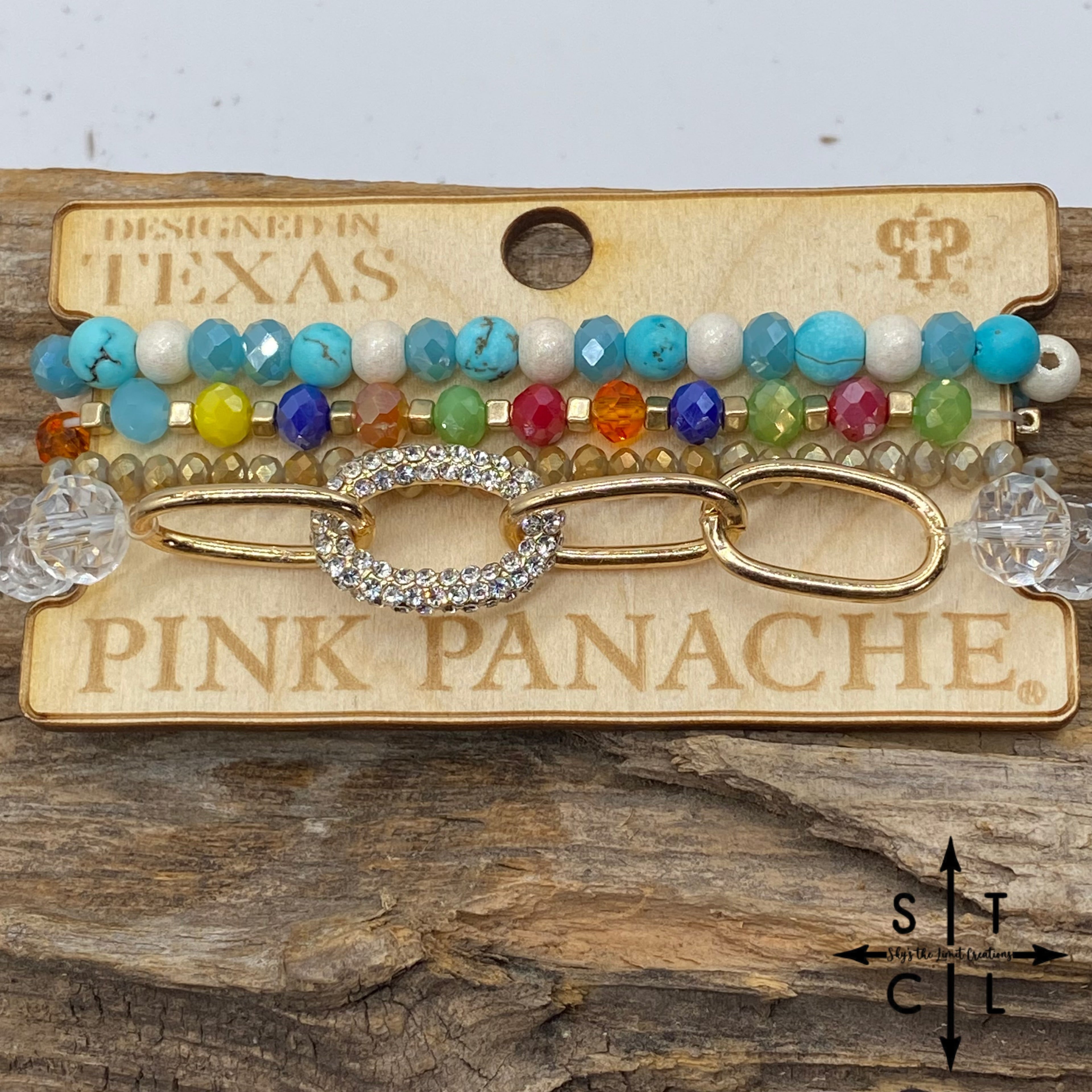 Pink Panache Stretch Bracelet Turquoise Blue Orange Red Large Chain