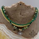 Load image into Gallery viewer, Dark Turquoise Picasso Turquoise Pearl Ivory Silver Stretchy Anklet
