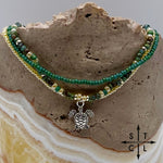 Load image into Gallery viewer, Dark Turquoise Picasso Turquoise Pearl Ivory Silver Stretchy Anklet
