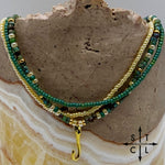 Load image into Gallery viewer, Dark Turquoise Picasso Turquoise Pearl Ivory Gold Stretchy Anklet
