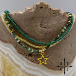 Load image into Gallery viewer, Dark Turquoise Picasso Turquoise Pearl Ivory Gold Stretchy Anklet
