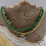 Load image into Gallery viewer, Dark Turquoise Picasso Turquoise Pearl Ivory Silver Stretchy Anklet
