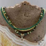 Load image into Gallery viewer, Dark Turquoise Picasso Turquoise Pearl Ivory Silver Stretchy Anklet
