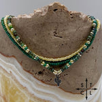 Load image into Gallery viewer, Dark Turquoise Picasso Turquoise Pearl Ivory Silver Stretchy Anklet
