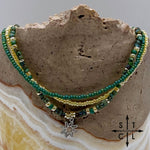 Load image into Gallery viewer, Dark Turquoise Picasso Turquoise Pearl Ivory Silver Stretchy Anklet
