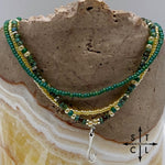 Load image into Gallery viewer, Dark Turquoise Picasso Turquoise Pearl Ivory Silver Stretchy Anklet
