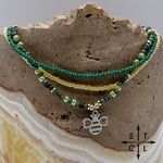 Load image into Gallery viewer, Dark Turquoise Picasso Turquoise Pearl Ivory Silver Stretchy Anklet
