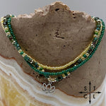 Load image into Gallery viewer, Dark Turquoise Picasso Turquoise Pearl Ivory Silver Stretchy Anklet
