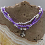 Load image into Gallery viewer, Purple White Silver Stretchy Anklet
