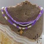 Load image into Gallery viewer, Purple White Gold Stretchy Anklet
