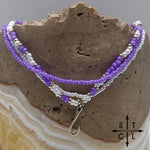 Load image into Gallery viewer, Purple White Silver Stretchy Anklet
