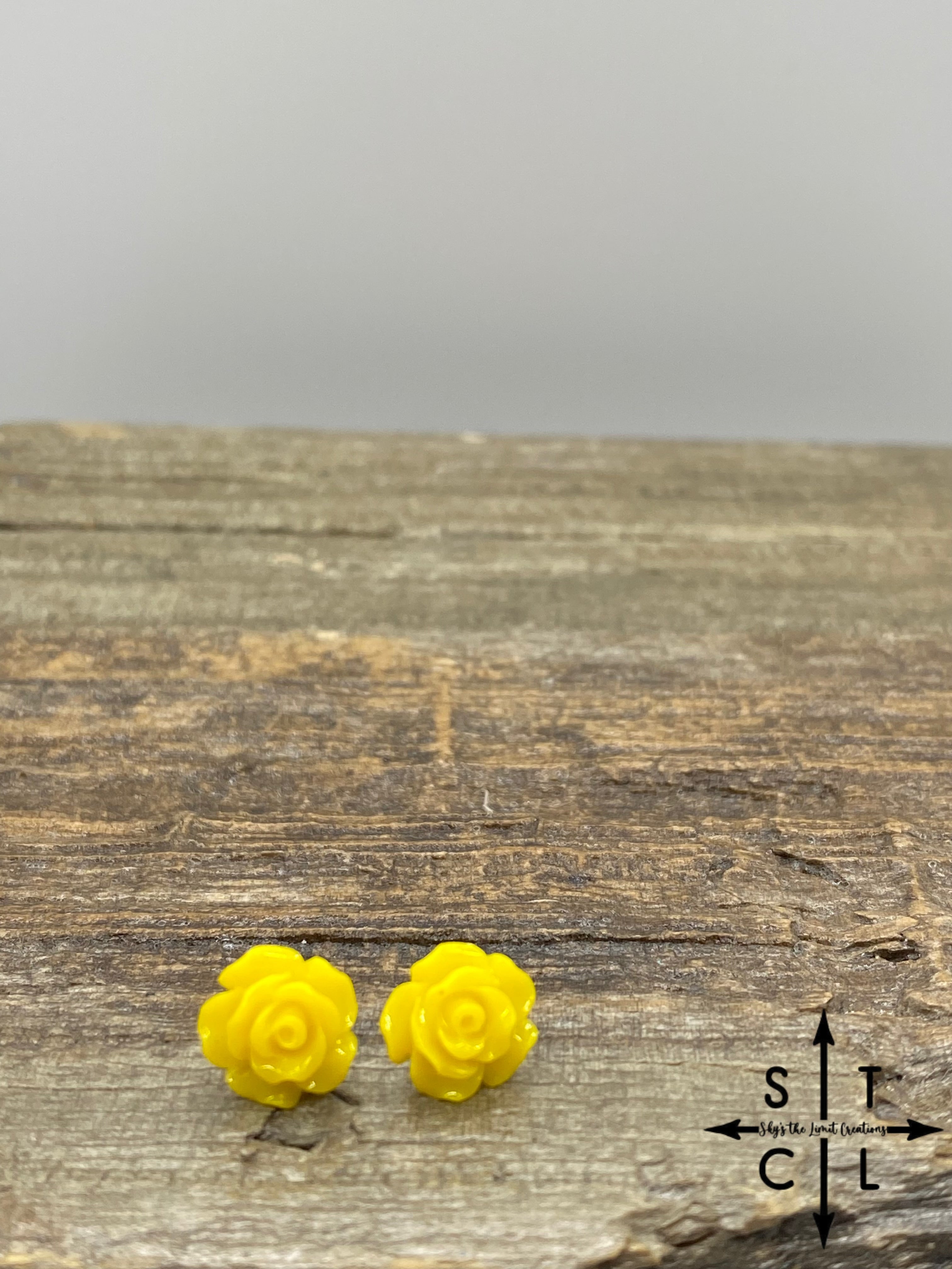 Yellow Rose Stud Earrings