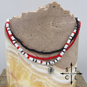 Black Red White Ladybug Stretchy Anklet