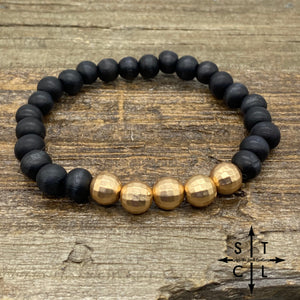 Stretch Bracelet Wooden Black Gold