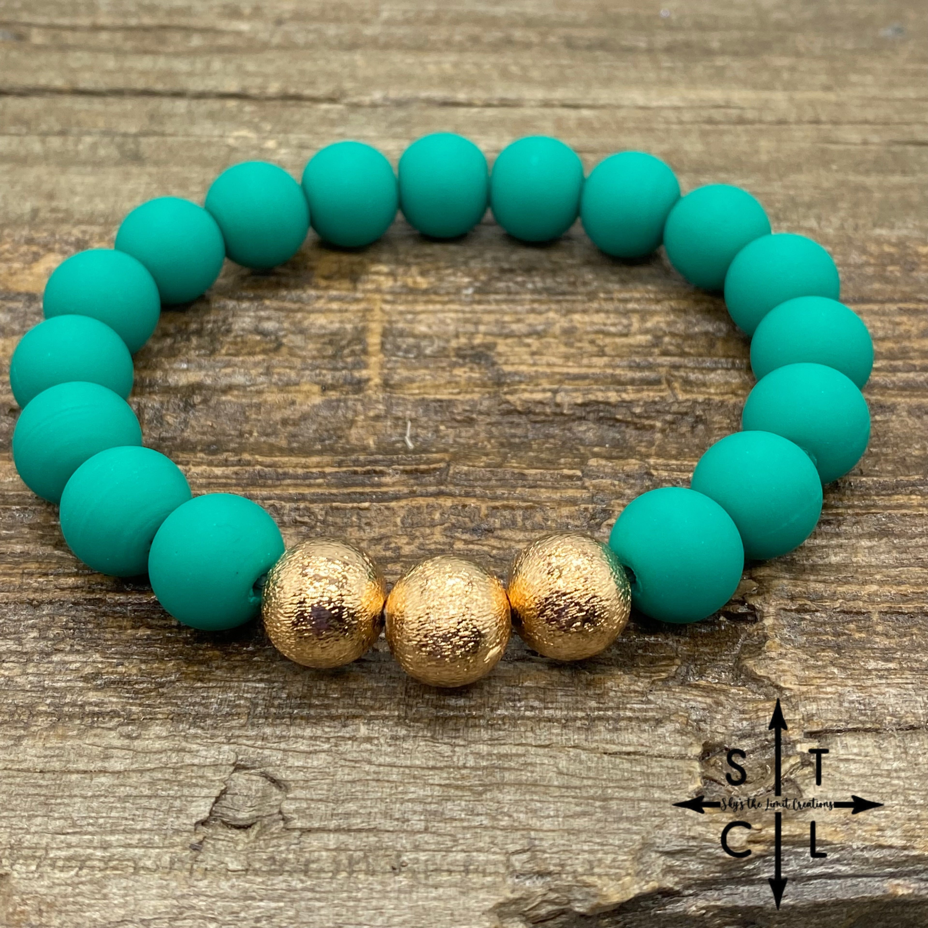 Stretch Bracelet Silicone Turquoise Gold