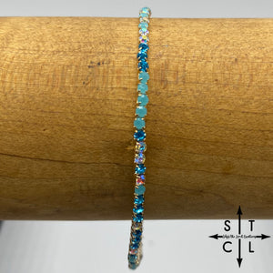 Stretch Bracelet Turquoise Mix Clear Rhinestone