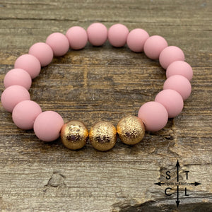 Stretch Bracelet Silicone Pink Gold