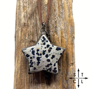 Dalmation Jasper Star Pendent On Leather