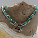 Load image into Gallery viewer, Turquoise White Gun Metal Silver Stretchy Anklet
