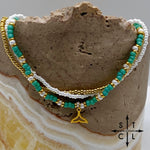 Load image into Gallery viewer, Turquoise White Gold Stretchy Anklet
