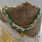 Load image into Gallery viewer, Turquoise White Gold Stretchy Anklet
