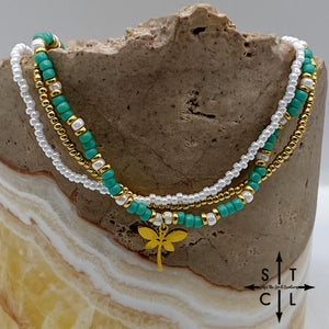 Turquoise White Gold Stretchy Anklet