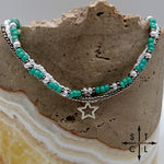 Load image into Gallery viewer, Turquoise White Gun Metal Silver Stretchy Anklet
