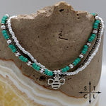 Load image into Gallery viewer, Turquoise White Gun Metal Silver Stretchy Anklet

