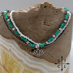Load image into Gallery viewer, Turquoise White Gun Metal Silver Stretchy Anklet

