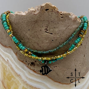 Turquoise Picasso Turquoise Bone Silver Stretchy Anklet